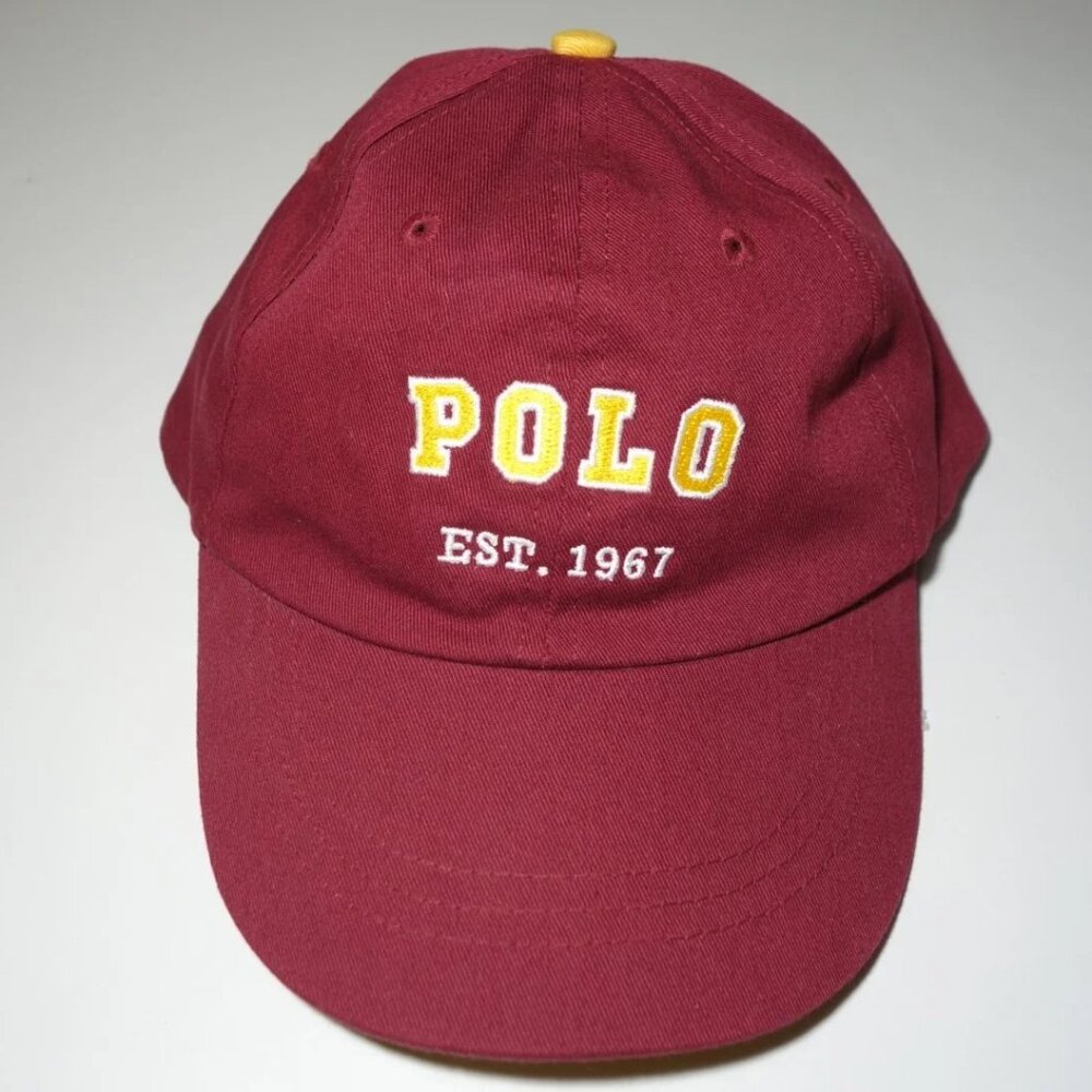 Vintage Polo Ralph Lauren Est. 1967 Maroon & Yellow Embroidered Hat, Sz M/L